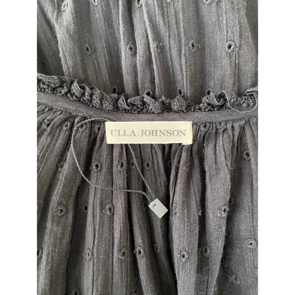 Ulla Johnson Size 6 Black Long Sleeve Eyelet Embroidered Lace Trim Midi Dress - Picture 10 of 13